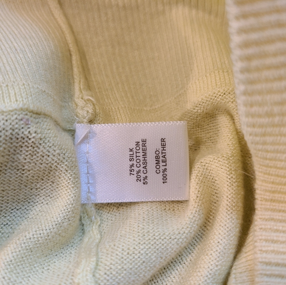 Saks Fifth Avenue 9|15 Yellow Silk and Brown Leather Racerback Faux Wrap Blouse - Picture 12 of 12